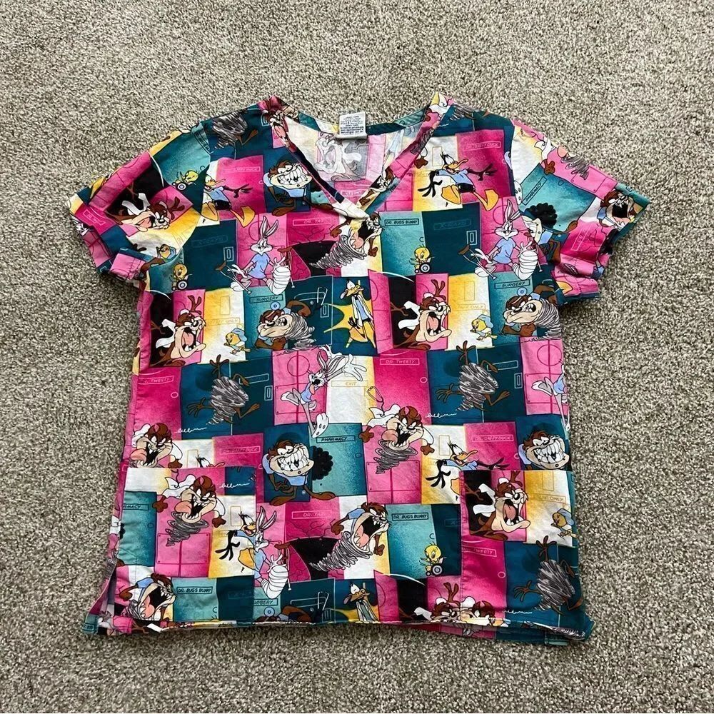 Vintage Looney Toons Scrub Top